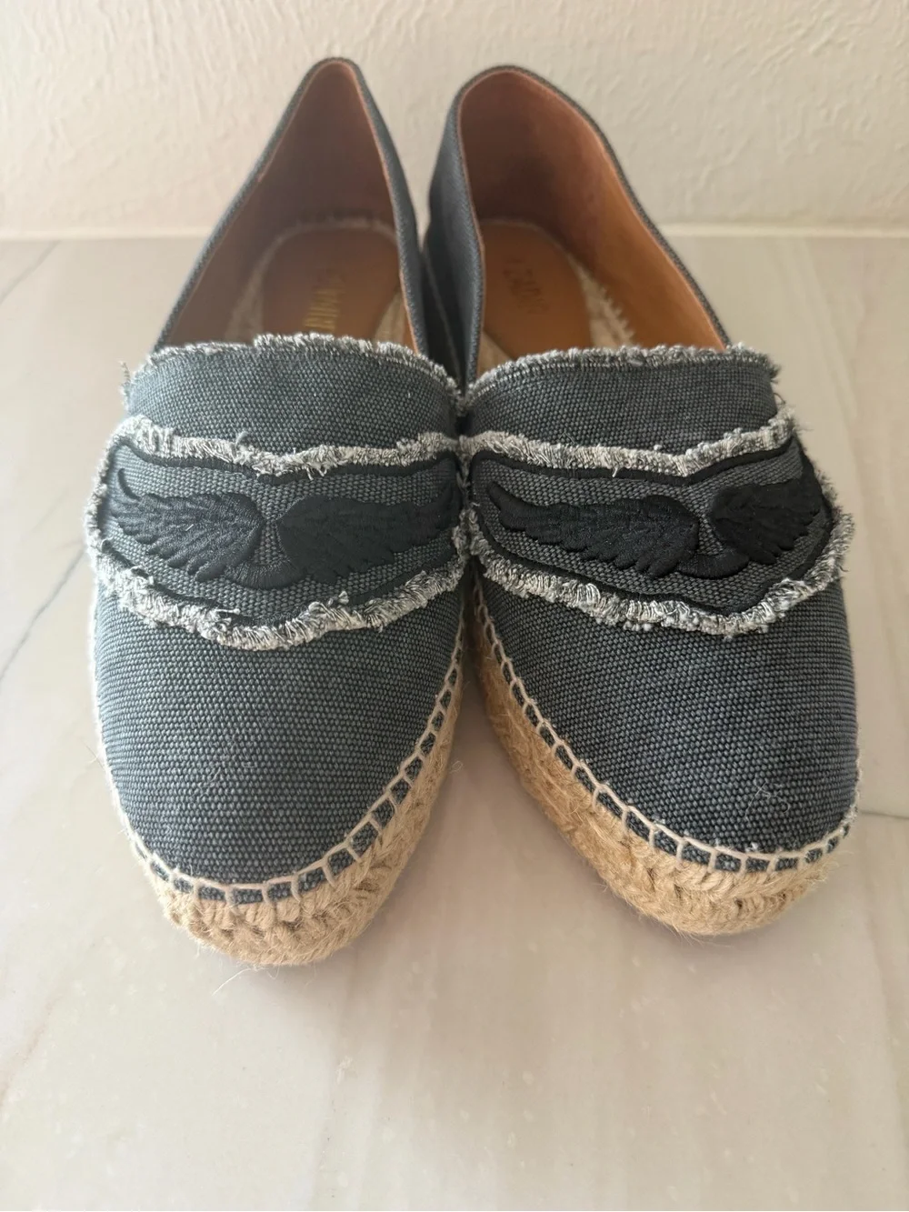 Women ZADIG & VOLTAIRE NWOB cotton canvas espadrilles-Gray-Sz 41, US 10
